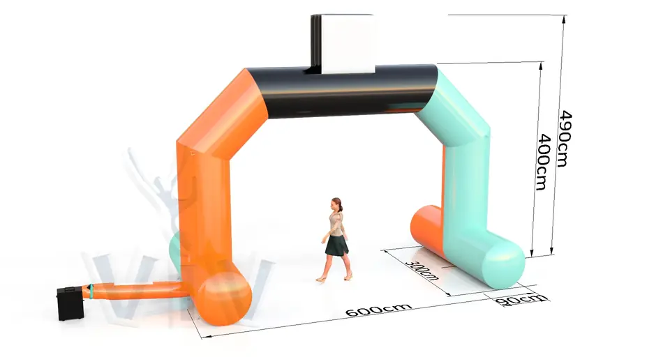 Diagonal gate self-standing commercial promotional inflatable gate